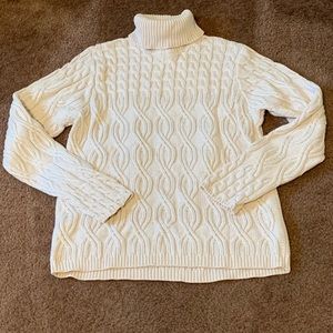 Wainscott cream cotton turtleneck sweater